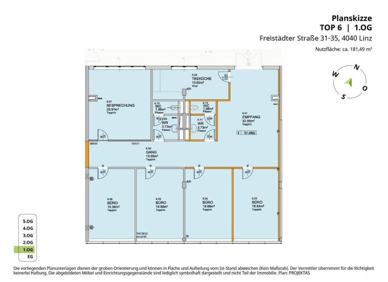 Bürogebäude zur Miete 1.906 € 181,5 m² Bürofläche Freistädter Straße 31 - 35 Urfahr Linz 4040