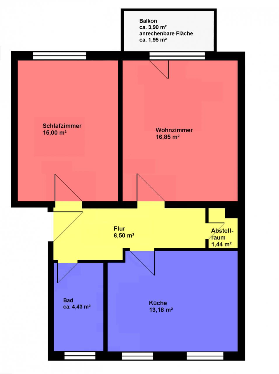 Wohnung zur Miete 390 € 2 Zimmer 59,7 m²<br/>Wohnfläche 3.<br/>Geschoss Chaponstr. 26 Innerstädtischer Bereich Mitte 21 Dessau-Roßlau 06842