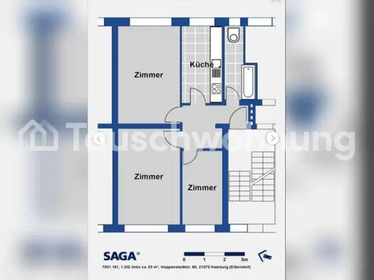 Wohnung zur Miete Tauschwohnung 506 € 2,5 Zimmer 55 m² 1. Geschoss Hausbruch Hamburg 21073