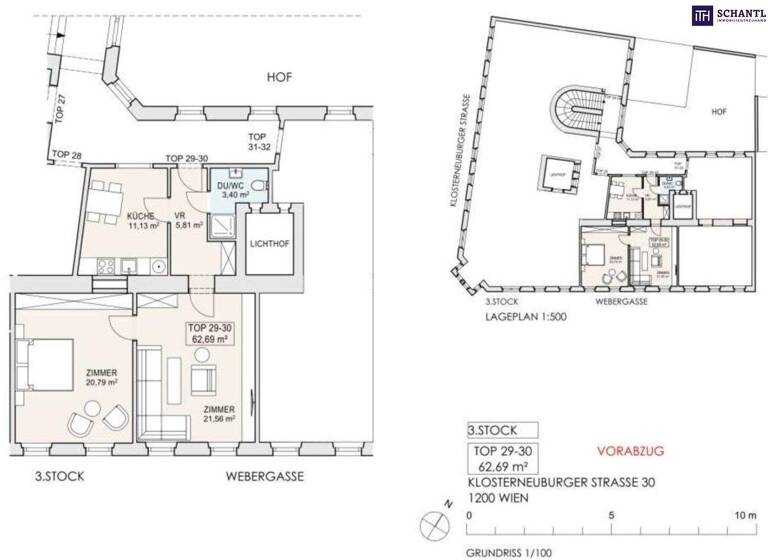 Wohnung zum Kauf 339.000 € 2,5 Zimmer 62,7 m² 3. Geschoss Klosterneuburger Straße Wien 1200