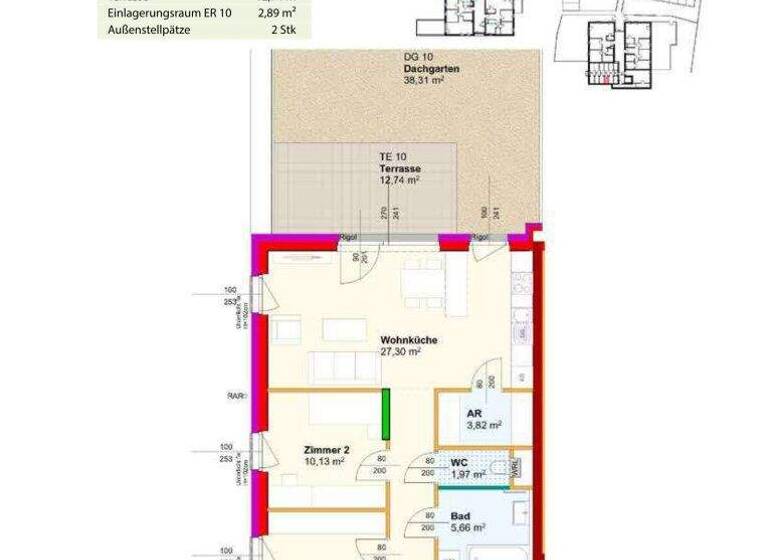 Wohnung zur Miete - Erstbezug 793 € 3 Zimmer 73,1 m² 1. Geschoss Geras 2093