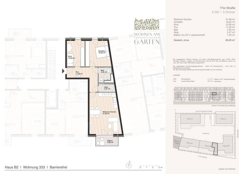 Wohnung zur Miete - Erstbezug 1.157 € 3 Zimmer 80,3 m² 2. Geschoss Blumlage Celle 29221