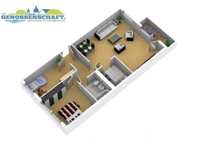 Wohnung zur Miete 439 € 3 Zimmer 68,3 m² 2. Geschoss Karl-Kegel-Straße 10b Freiberg 09599