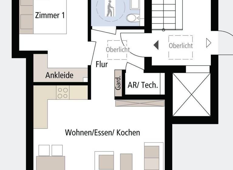 Wohnung zum Kauf 375.000 € 2 Zimmer 62,3 m²<br/>Wohnfläche Dachgeschoss, 3.<br/>Geschoss Haltingen Weil am Rhein 79576