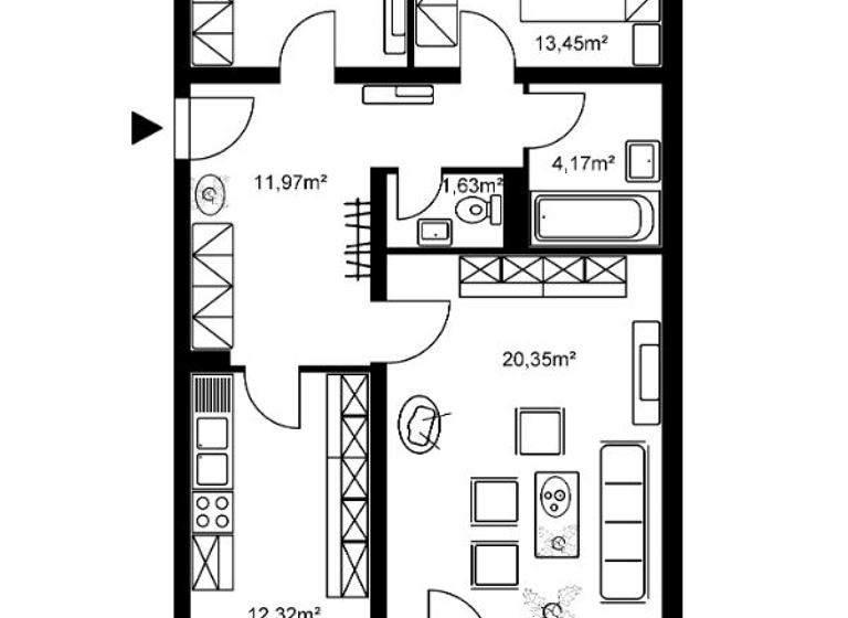 Wohnung zur Miete 781 € 3 Zimmer 78,4 m² 3. Geschoss frei ab sofort Ottostraße 5A Hanau 63450