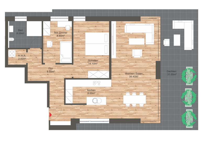 Penthouse zum Kauf - Erstbezug provisionsfrei 412.000 € 3 Zimmer 103,1 m² 2. Geschoss frei ab sofort Haßkampstraße 21 Bünde 32257