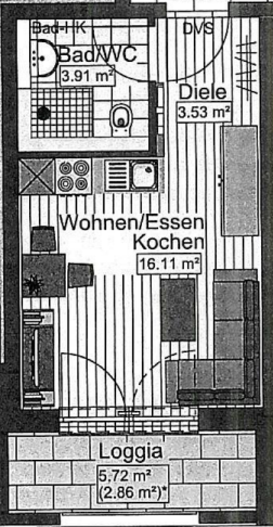 Wohnung zur Miete 380 € 1 Zimmer 26,4 m² 1. Geschoss Wullenstetten Senden 89250