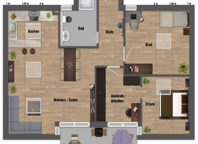 Wohnung zur Miete 1.450 € 3,5 Zimmer 71 m² 2. Geschoss Plieningen Stuttgart-Plieningen 70599