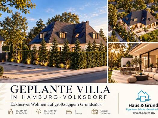 Villa zum Kauf provisionsfrei 1.784.791 € 5 Zimmer 214 m² 1.227 m² Grundstück frei ab sofort Volksdorf Hamburg 22359