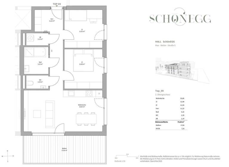 Wohnung zum Kauf - Erstbezug 698.500 € 3 Zimmer 70,6 m² 2. Geschoss Hall in Tirol 6060
