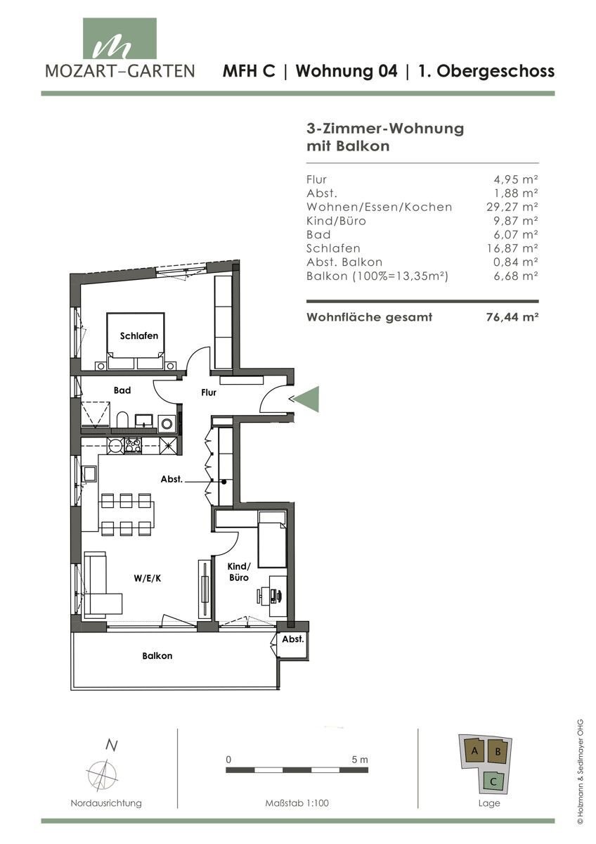 Wohnung zum Kauf provisionsfrei 538.900 € 3 Zimmer 76,4 m²<br/>Wohnfläche West Landshut 84034