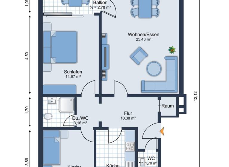 Wohnung zum Kauf 259.000 € 3 Zimmer 79,7 m²<br/>Wohnfläche 1.<br/>Geschoss Bamberg Bamberg 96050