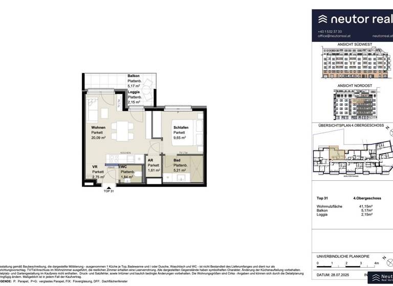 Wohnung zur Miete - Erstbezug 786 € 2 Zimmer 43,3 m² 4. Geschoss frei ab 01.05.2026 Grillgasse Wien 1110