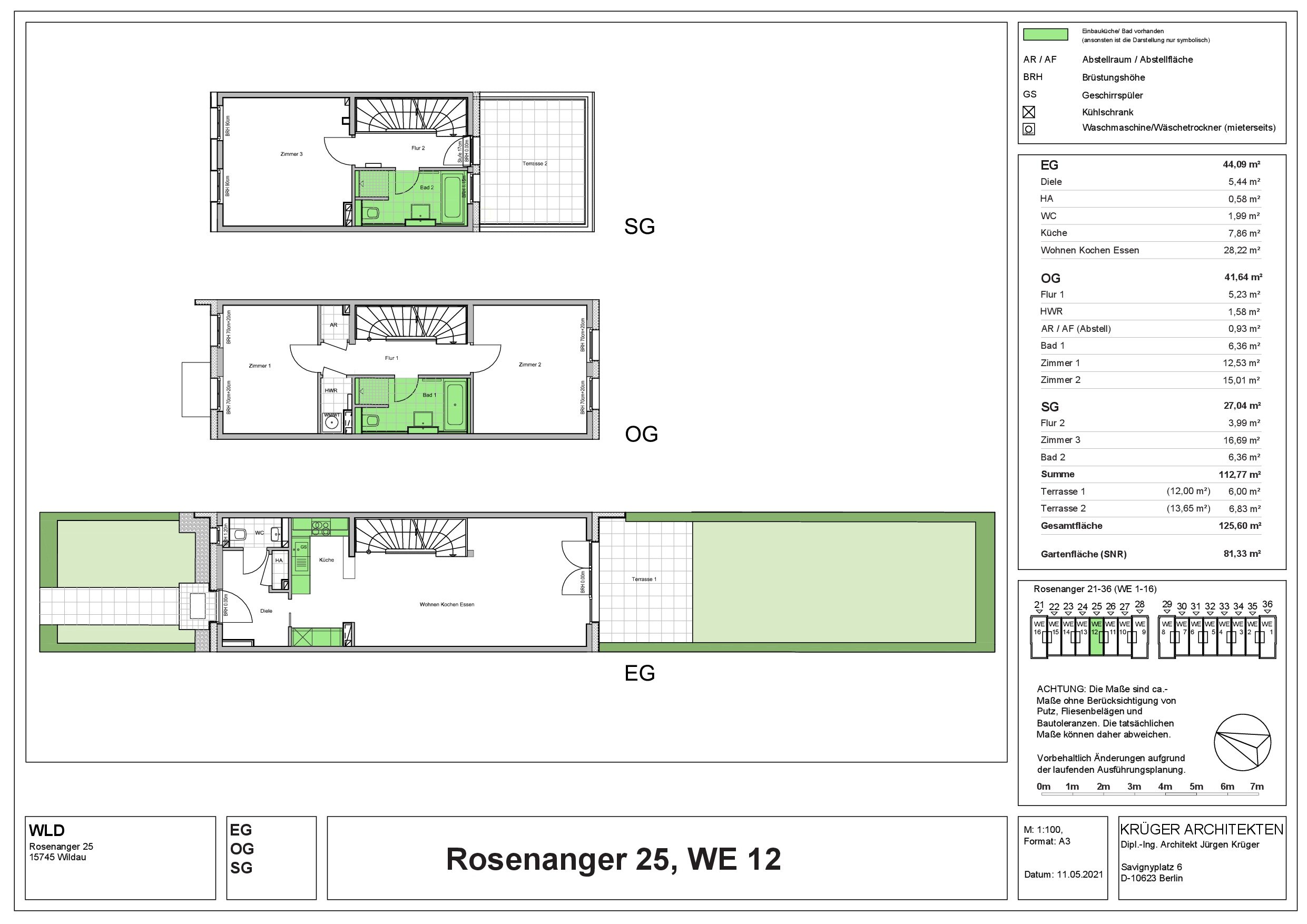 Reihenmittelhaus zur Miete 1.765 € 4 Zimmer 125,6 m²<br/>Wohnfläche Rosenanger 25 Wildau 15745