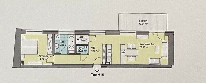 Wohnung zur Miete 625 € 2 Zimmer 64,3 m²<br/>Wohnfläche 3.<br/>Geschoss Korneuburg 2100