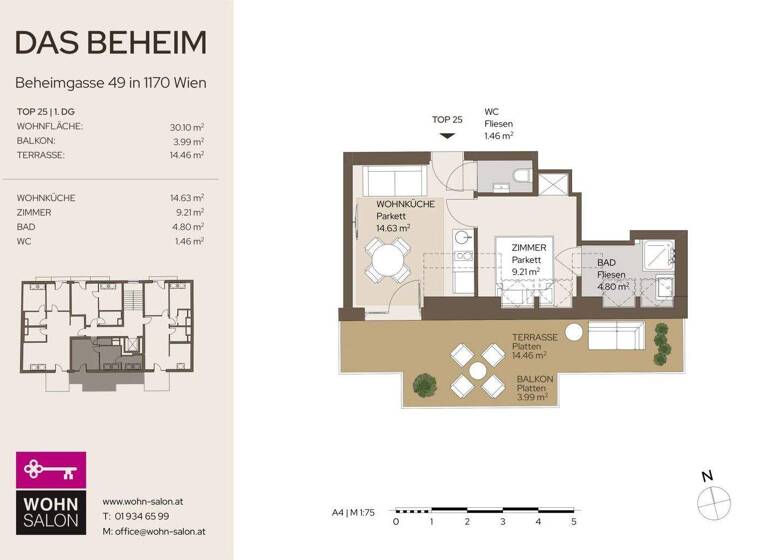 Wohnung zum Kauf - Erstbezug 299.000 € 2 Zimmer 30,1 m² 4. Geschoss Wien 1170