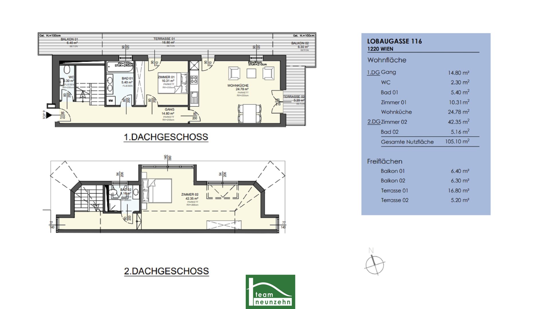 Wohnung zum Kauf 559.000 € 3 Zimmer 105,6 m²<br/>Wohnfläche Lobaugasse 116 Wien 1220