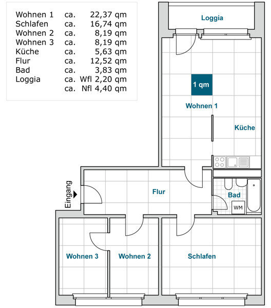 Wohnung zur Miete 583 € 4 Zimmer 80,3 m²<br/>Wohnfläche 1.<br/>Geschoss 08.03.2025<br/>Verfügbarkeit Prohliser Allee 1 Prohlis-Süd (Spremberger Str.) Dresden 01239