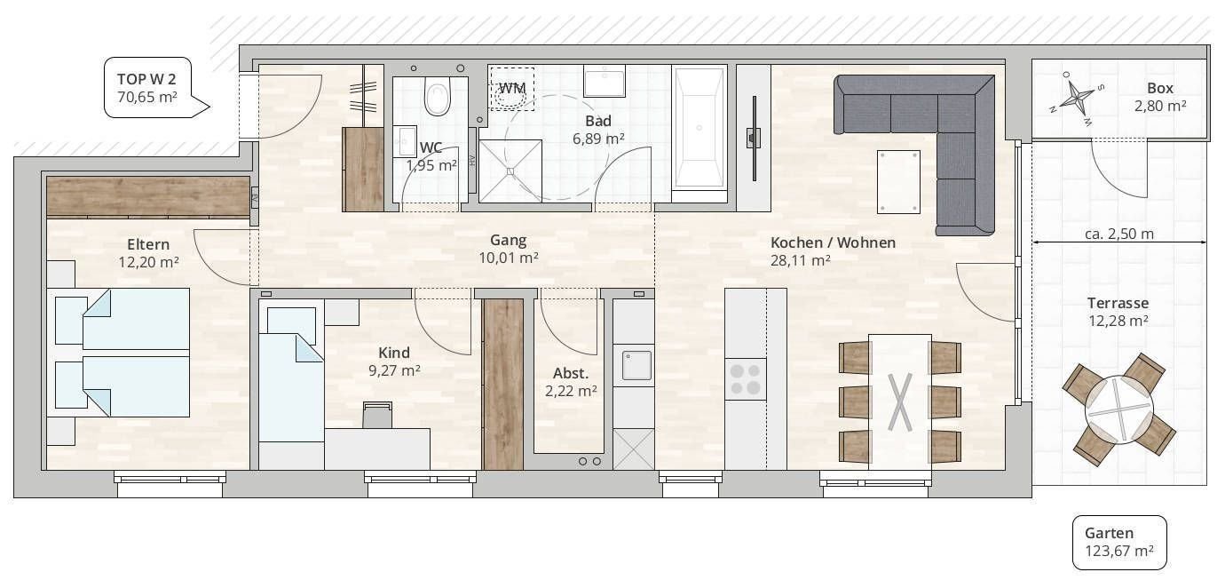 Terrassenwohnung zum Kauf provisionsfrei 498.000 € 3 Zimmer 70,7 m²<br/>Wohnfläche EG<br/>Geschoss Rebbündten 17 Feldkirch 6800