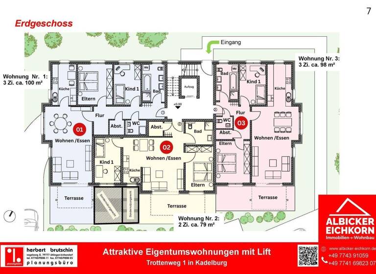 Wohnung zum Kauf provisionsfrei 448.000 € 3 Zimmer 98 m² Trottenweg 1 Kadelburg Küssaberg 79790