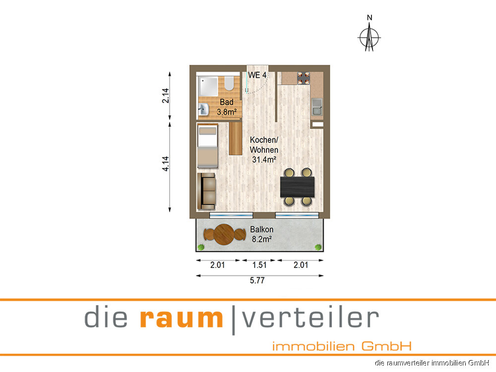 Wohnung zum Kauf 258.400 € 1 Zimmer 38 m²<br/>Wohnfläche 1.<br/>Geschoss Bruckmühl 83052