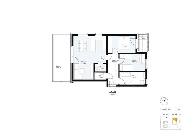 Wohnung zum Kauf - Erstbezug provisionsfrei 462.920 € 3 Zimmer 73 m² 1. Geschoss Walter-Goldschmidt-Gasse 10 Sankt Peter Graz 8042
