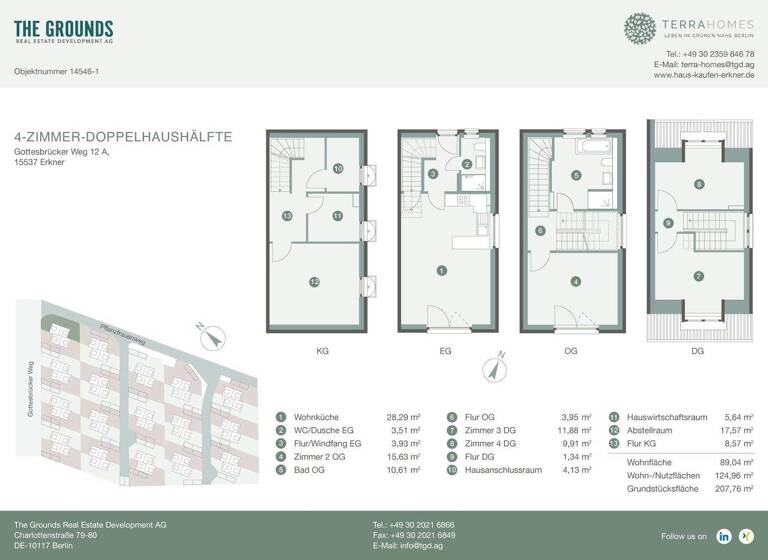 Doppelhaushälfte zum Kauf - Erstbezug provisionsfrei 495.000 € 4 Zimmer 125 m² 207,8 m² Grundstück frei ab 01.07.2026 Hohenbinde Erkner 15537