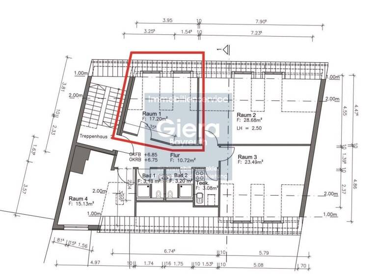 Studio zur Miete 290 € 1 Zimmer 22,3 m²<br/>Wohnfläche 2.<br/>Geschoss ab sofort<br/>Verfügbarkeit Badstraße 4 City Bayreuth 95444