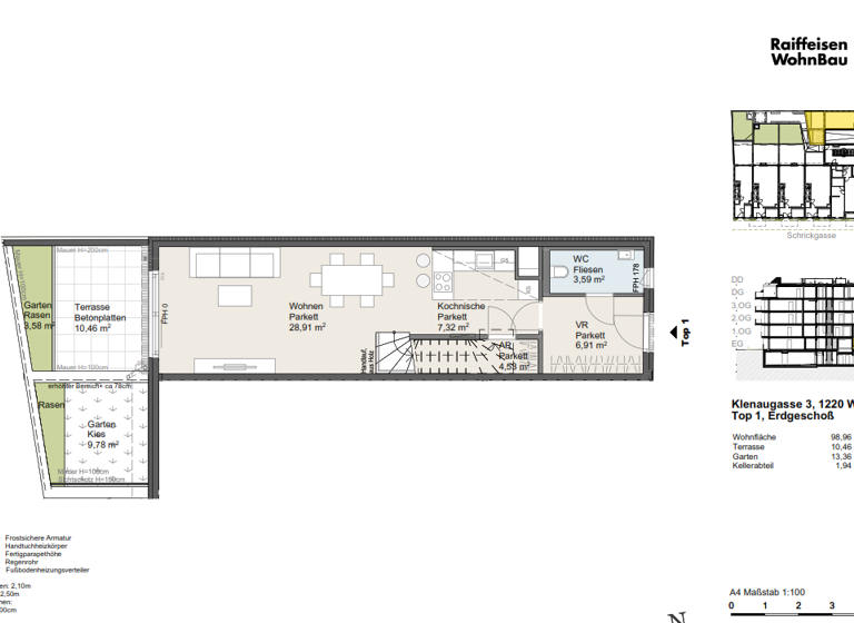 Wohnung zum Kauf provisionsfrei 561.400 € 3 Zimmer 99 m² EG Wien 1220
