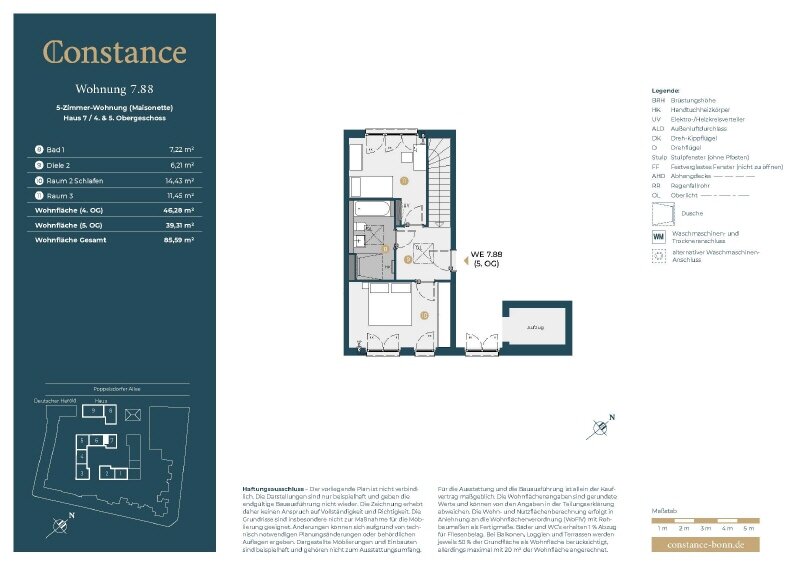 Maisonette zum Kauf provisionsfrei 994.000 € 3 Zimmer 85,6 m²<br/>Wohnfläche 4.<br/>Geschoss Bonner Talviertel Bonn 53115