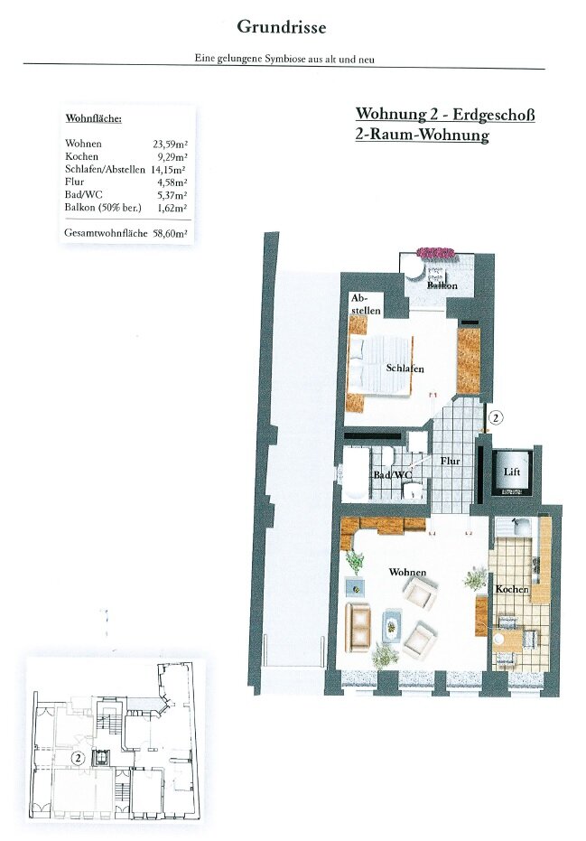 Wohnung zum Kauf 69.900 € 2 Zimmer 58,6 m²<br/>Wohnfläche EG<br/>Geschoss Erich-Mühsam-Straße 31 Kaßberg 914 Chemnitz 09112