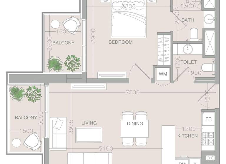 Wohnung zum Kauf provisionsfrei 289.091 € 2 Zimmer 66,2 m² Dubai 00000