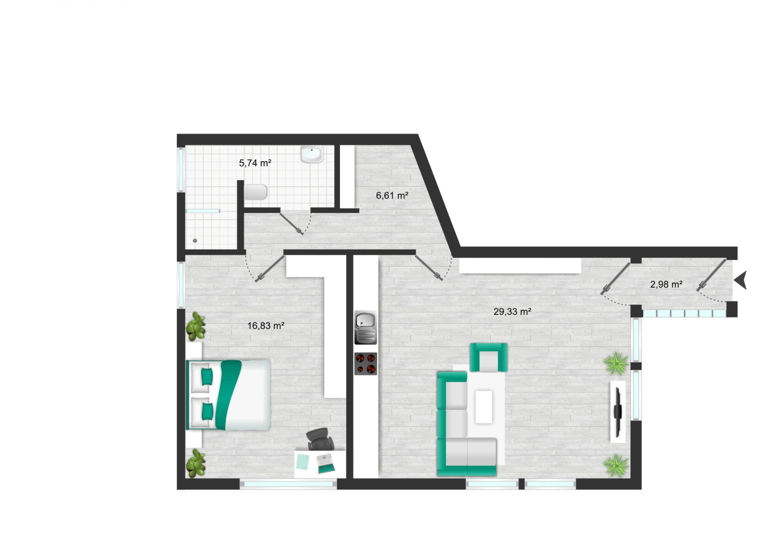 Wohnung zur Miete 660 € 2 Zimmer 58,5 m² 1. Geschoss frei ab 15.04.2026 Aidlingen 71134
