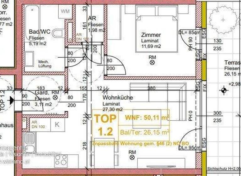Terrassenwohnung zum Kauf - Erstbezug 256.000 € 2 Zimmer 50,1 m² frei ab sofort Münichsthal 2122