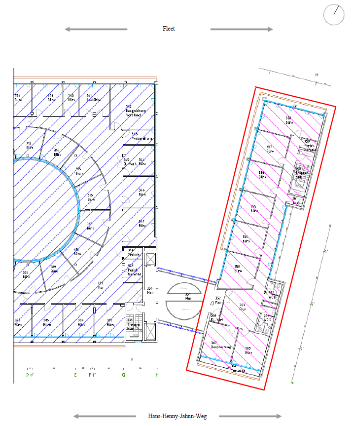 Bürofläche zur Miete 22,50 € 344 m²<br/>Bürofläche ab 344 m²<br/>Teilbarkeit Uhlenhorst Hamburg 22085