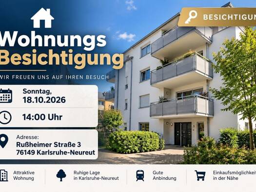 Wohnung zur Miete 890 € 2 Zimmer 56 m² Geschoss 2/3 frei ab sofort Rußheimer Straße 3 Neureut Karlsruhe 76149