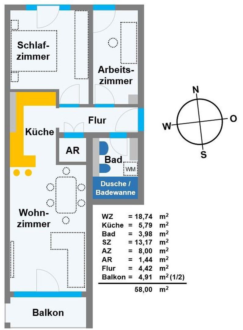 Wohnung zur Miete 820 € 3 Zimmer 58 m²<br/>Wohnfläche 1.<br/>Geschoss Stadtgebiet Landsberg am Lech 86899