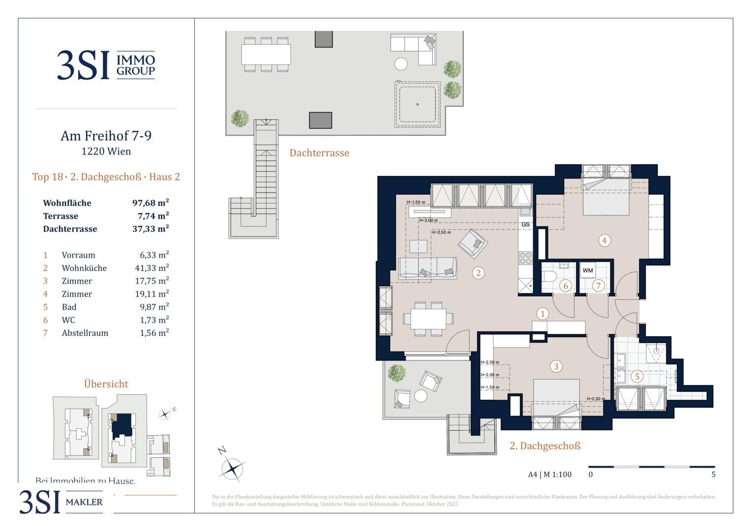 Wohnung zum Kauf 707.078 € 3 Zimmer 97,7 m²<br/>Wohnfläche 3.<br/>Geschoss Am Freihof 9 Wien 1220