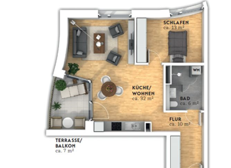 Wohnung zur Miete 1.060 € 2 Zimmer 65,8 m² 2. Geschoss Kommodore-Ziegenbein-Allee 1 Handelshäfen Bremen 28217