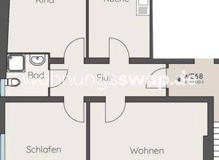 Studio zur Miete Tauschwohnung 1.100 € 3 Zimmer 80 m² 2. Geschoss Nippes Köln 50733