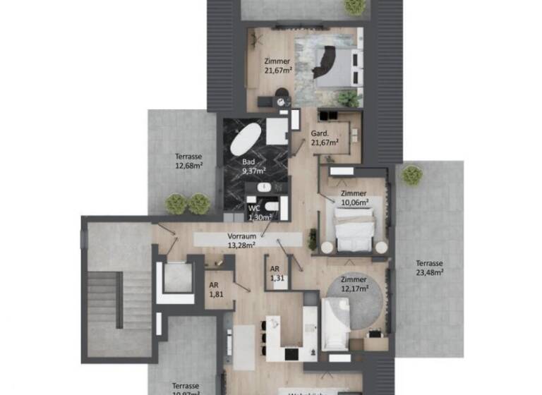 Penthouse zum Kauf - Erstbezug 899.000 € 4 Zimmer 4. Geschoss Wien 1220