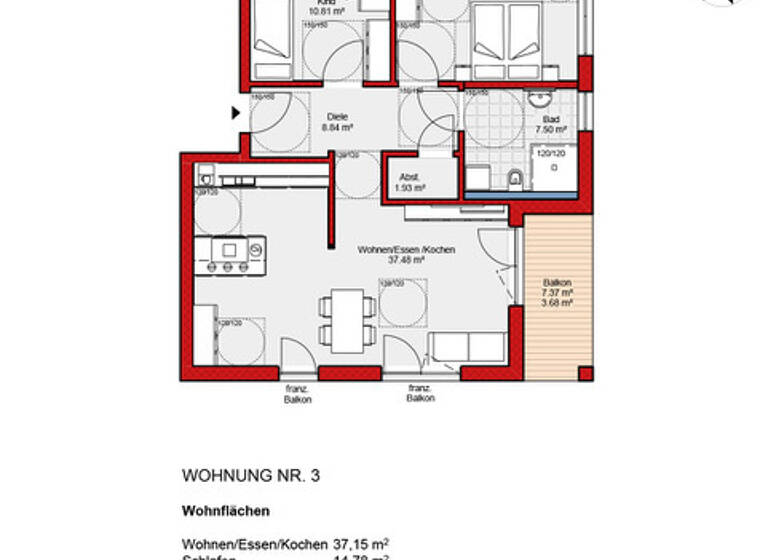 Wohnung zum Kauf - Erstbezug provisionsfrei 504.500 € 3,5 Zimmer 84,3 m² 1. Geschoss Storchenweg 12 Büchenbronn Pforzheim 75180