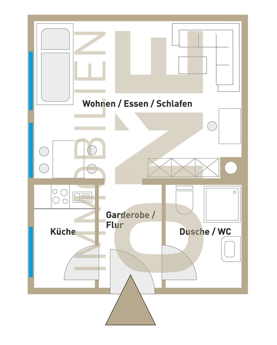 Wohnung zum Kauf 70.000 € 1 Zimmer 27,1 m²<br/>Wohnfläche EG<br/>Geschoss Bruckdorf Sinzing 93161