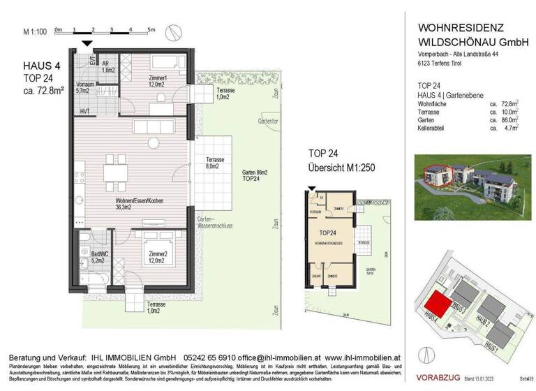Wohnung zum Kauf - Erstbezug 3 Zimmer 72,8 m² EG Lenzen 239 Oberau 6311