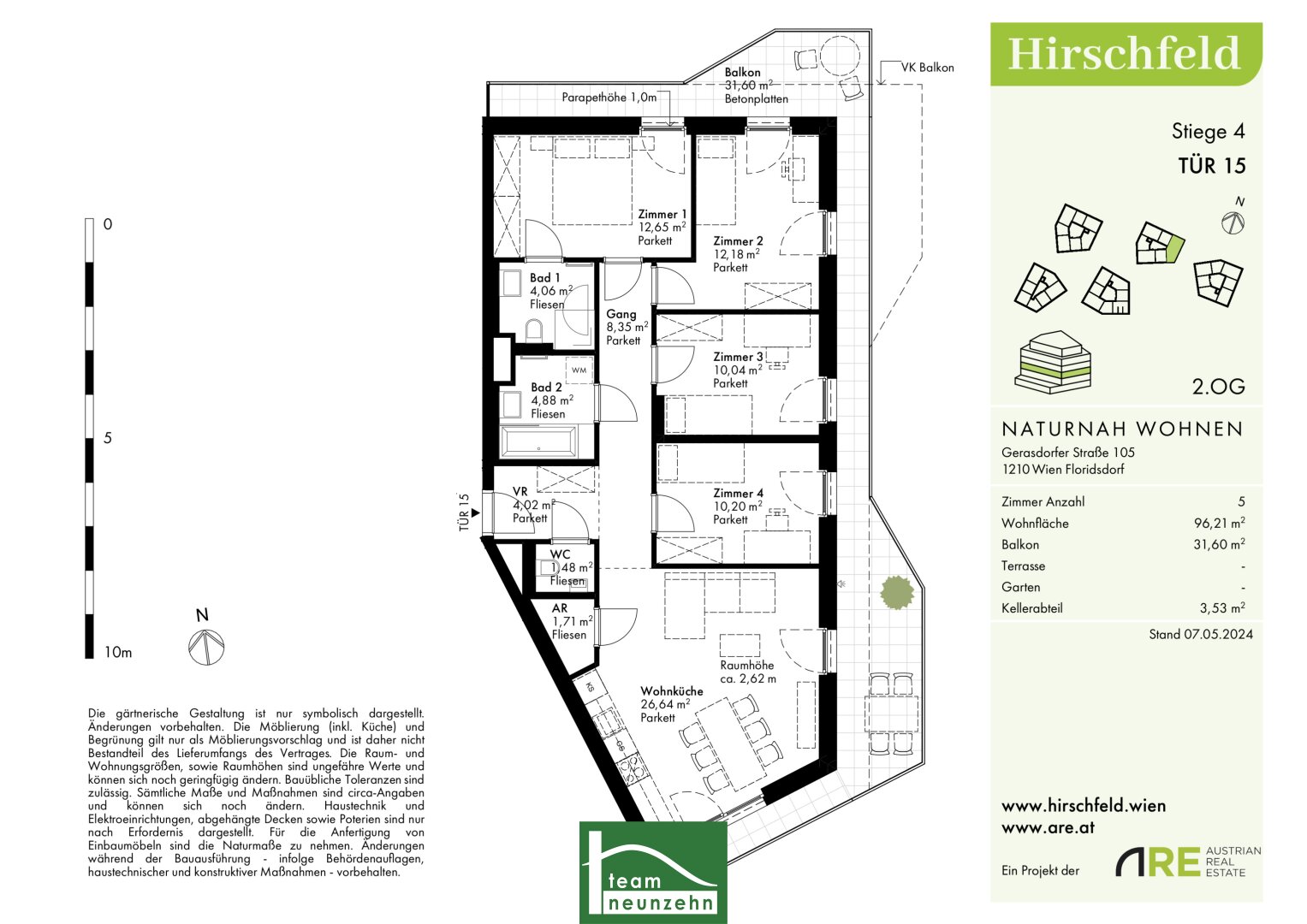 Wohnung zum Kauf provisionsfrei 529.001 € 5 Zimmer 96,7 m²<br/>Wohnfläche 2.<br/>Geschoss Gerasdorfer Straße 105 Wien 1210