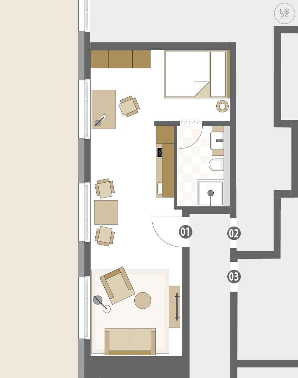 Wohnung zur Miete Wohnen auf Zeit 1.290 € 1 Zimmer 43 m²<br/>Wohnfläche 01.01.2025<br/>Verfügbarkeit Renningen Renningen 71272