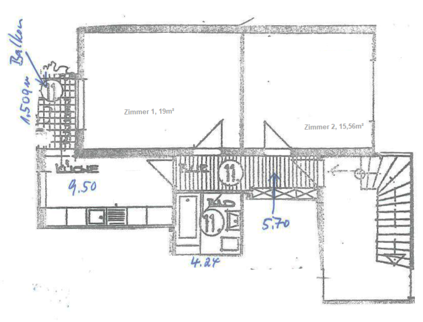 Wohnung zur Miete 690 € 2 Zimmer 55 m²<br/>Wohnfläche 3.<br/>Geschoss 01.04.2025<br/>Verfügbarkeit Bellenstraße 58 Lindenhof - West Mannheim 68163