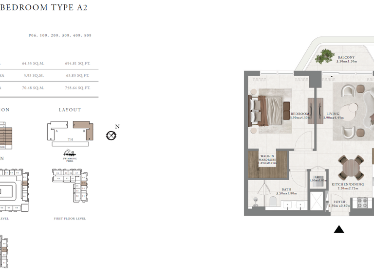 Wohnung zum Kauf 490.217 € 2 Zimmer 70,5 m² Dubai