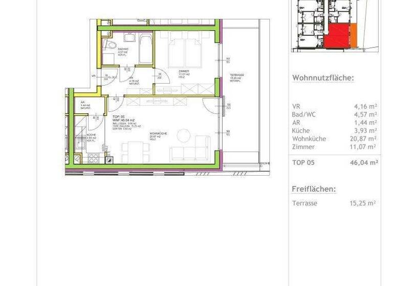 Terrassenwohnung zur Miete 743 € 2 Zimmer 46 m² 1. Geschoss Rötzergasse Wien 1170