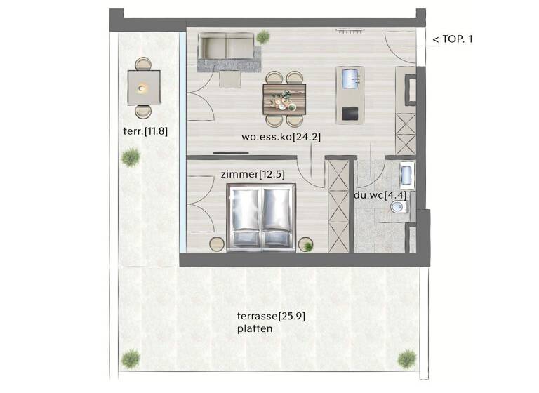 Terrassenwohnung zum Kauf provisionsfrei 298.000 € 42 m² Götzis 6840